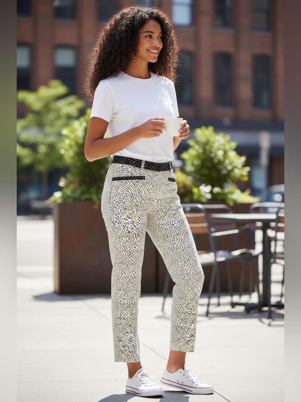 Zara Black & White Printed Pants